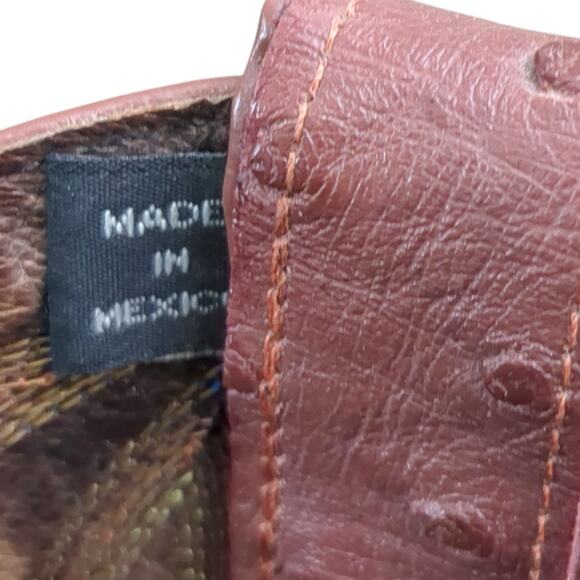 Nocona Mens Full Quill Ostrich Leather Western Cowboy Boots Cognac 11 D